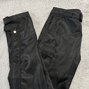 MNML Cargo Pants Black Nylon Snap Button Baggy Streetwear Double Knee Mens 30